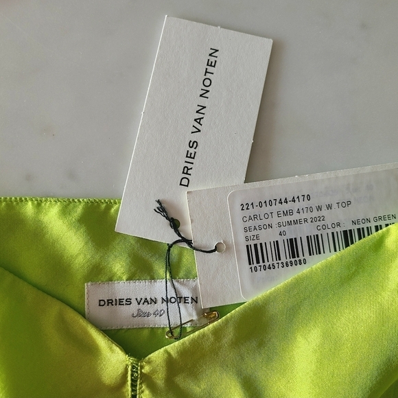 DRIES VAN NOTEN Silk Camisole, Size 8, Neon Green, NWT - Picture 13 of 16